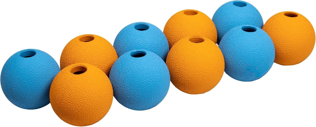 Amazon Basics Dog Toys, Interactive Fetch Rubber Balls, (Pack of 10), 2.5 inch, Multi-Color Blue/Orange