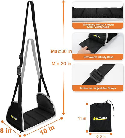 Upgraded Airplane Foot Hammock with Removable Base & Memory Foam - Wide Hardboard Support No-Collapse Foot Rest for Long Flights, Office, Travel - Thickened Design Relieves Foot Pain Travel Essentials
