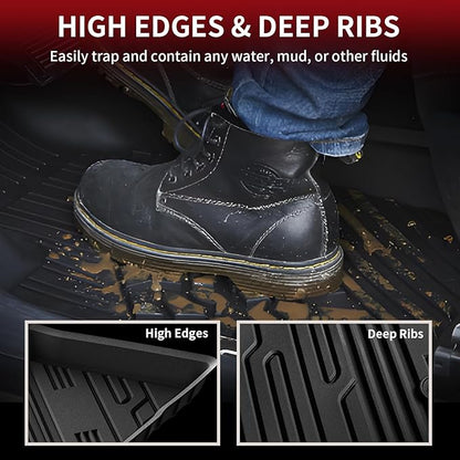 LASFIT Floor Mats for Ford Bronco Sport 2025 2024 2023 2022 2021 Carpeted Floor All Weather Protector Custom Fit TPE Car Liners, 1st & 2nd Row 3pcs Black