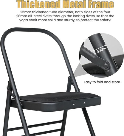 INNOLIFE Black Foldable Backless Yoga Auxiliary Chair for Abs & Core, Flexibility & Strength Training, and Back Pain Relief