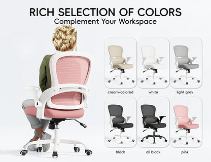 TRALT Office Chair - Ergonomic Office Chair with Back Support, Home Office Desk Chairs, Comfy Desk Chair, Computer Chair, 330lbs Wide Seat Big and Tall Office Chairs for Students (Pink)