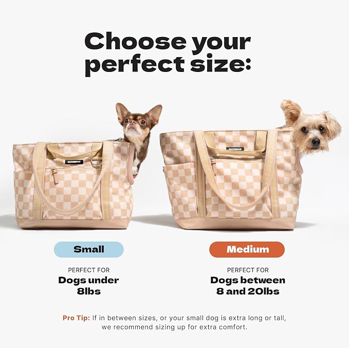 Transit Tote Dog Carrier for Small Dogs Under 8 lbs, 16x11x8 Soft-Sided 4-Pc Set with Waterproof Base, Plush Insert, Food Pouch, Mesh Head Opening - Small, Sand