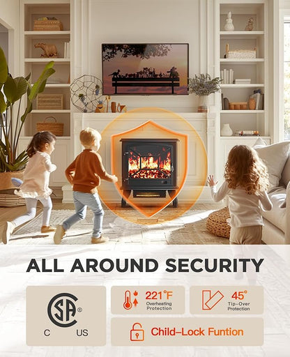Silonn Electric Fireplace Heater, Quick Heating Portable Fireplace