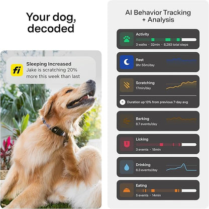 Fi Mini GPS Tracker for Dogs — 12-Month Membership Included — Smart Pet