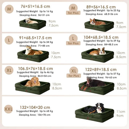 EHEYCIGA Orthopedic XL Dog Bed for Large Dog, Memory Foam Dog Couch, Dark Green