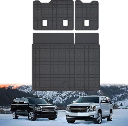 Cargo Mat for 2015-2019 2020 Chevy Chevrolet Suburban/GMC Yukon XL with Backrest Mat,TPE All Weather Protection Car Trunk Mat Covering The Backrest Mat with Velcro Fastener Accessories