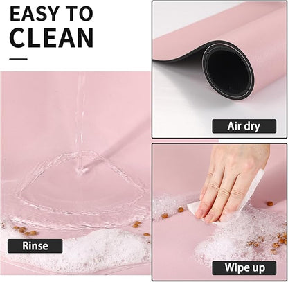 HotLive Dog Food Mat - Absorbent Cat Mat for Food and Water, No Stains Pet Feeding Bowl Mat, Easy to Clean Pet Placemats, Quick Dry Dog Water Dispenser Mat for Messy Drinkers | Pink 12"x 19"