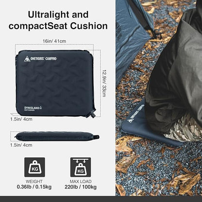 ONETIGRIS Inflatable Seat Cushion - Lightweight & Waterproof Inflatable Camping Seat Cushion Travel Cushion Stadium Seat Office Chair Car Pad