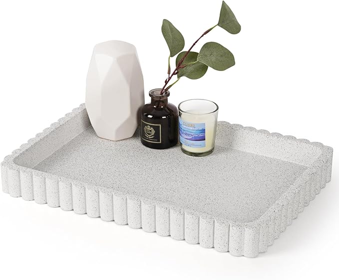 Concrete Decorative Tray for Coffee Table Decor, 14" Coffee Table Tray Ottoman Tray Table Centerpieces, Rectangular Modern Decorative Trays for Home Decor, Living Room, Entry, Granite