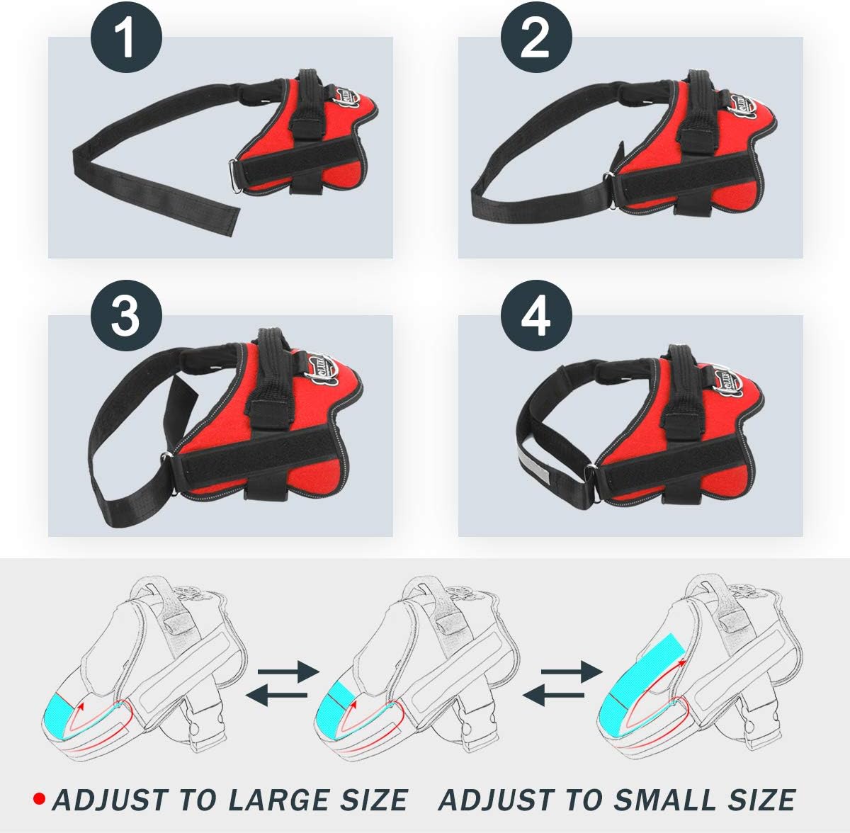 Bolux Dog Harness, No-Pull Reflective Dog Vest, Breathable Adjustable Pet Harness with Handle for Outdoor Walking - No More Pulling, Tugging or Choking (Red, S)