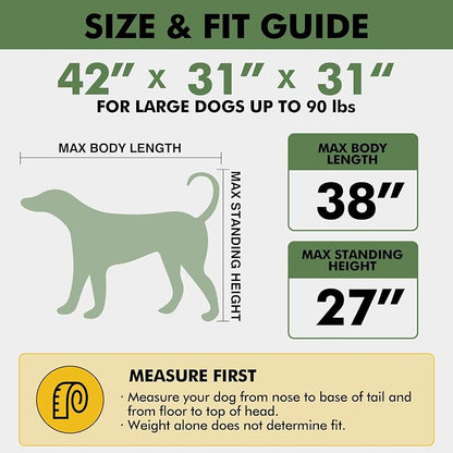 Veraste 42" Soft Collapsible Travel Dog Crate for Large Dogs,Green | 4-Door Foldable Travel Crate,breathable mesh, foldable with storage bag