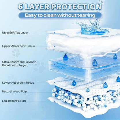 Boscute XXL Thicken 6 Layers Heavy Absorbent 30"x36" Pet Training Dog Pee Pads, Extra Large Polymer Leak-Proof Quick Dry Puppy Pee Pads, Disposable Pee Pads for Dogs Cats Rabbit | Heavy Absorbent up to 7 Cups, Quick Dry, for Dogs Cats Rabbit Potty Trai...