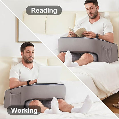 cooloo8 Soft Lap Desk Pillow for Adult, Extra Large Reading Pillow with Pocket, Arm Rest Pillow, Memory Foam Bed Rest Pillow can Reading, Working in Bed Floor Sofa (Grey)