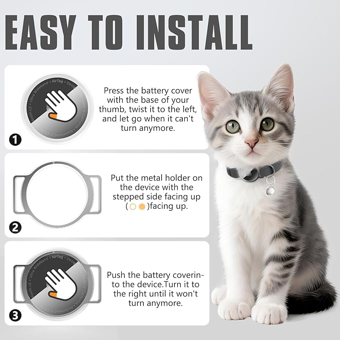AirTag Cat Collar, Ultra Elastic Cat Tracker Collar, Airtag Holder Compatible with Apple Air Tag, [Lightweight & Scratch Resistant] Adjustable Stepless GPS Pet Collar for Cats Kittens, Black