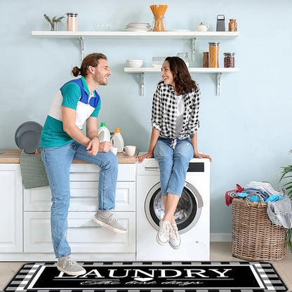 Farmhouse Laundry Room Rug Runner 24"X72" Kitchen Mat Washable Entryway Rugs Soft Non Slip Laundry Carpets Comfort Standing Desk Mats,Carpet for Sink,Office,Laundry Room Decor Accessories