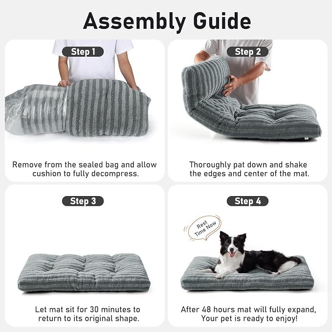FURTIME Washable Small Dog Bed, Deluxe Dog Crate Beds | Comfy Fluffy Kennel Pad Anti-Slip Pet Sleeping Mat for Puppy/Cat, Machine Washable Dogs Pillow, 23"x18"x3", White