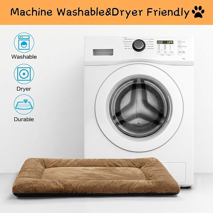 Dog Crate Pad Washable Dog Bed for Crate Medium Cozy Mat 36-Inch Camel | Ultra Soft Kennel Pad,Anti-Slip Bottom,Fits for Most Metal Crates,Comfortable Sleeping Pet Mat