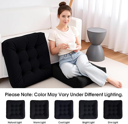 Tikuns Floor Pillows for Adults, 22 * 22 Inch Inch Meditation Cushions, Large Square Sitting Cushion Living Room Memory Foam Pillow for Sitting (1, Black, 22x22x4 Inch)