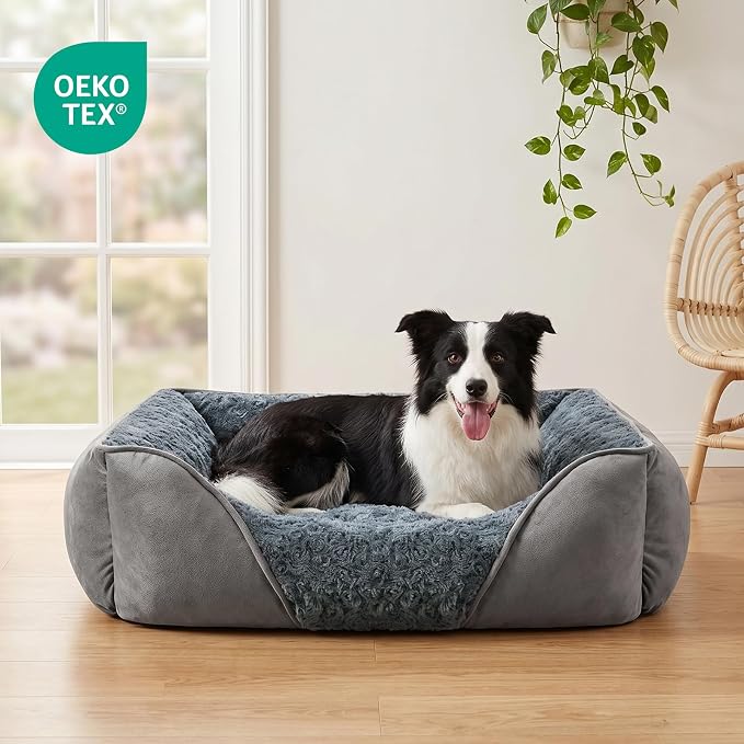 Dog Bed Medium Size Dog, Orthopedic Warming Soft Calming Sleeping Puppy Bed Durable Pet Bed with Anti-Slip Bottom
