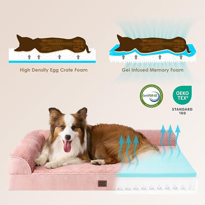 EHEYCIGA Orthopedic Dog Bed Medium Size Dogs, Memory Foam Dog Bed with Washable Removable Cover, Waterproof Pet Sofa Couch for Crate with Nonskid Bottom, 30x20x6, Pink | Small Dog Sofa with Washable Removable Cover, Waterproof Pet Couch for Crate with ...
