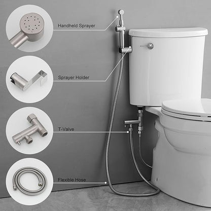 Brushed Nickel Handheld Bidet Sprayer Attachment