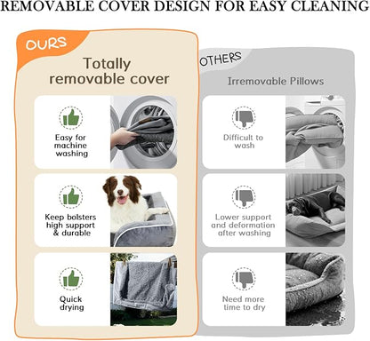 Comfort Expression Orthopedic Dog Bed for Medium Size Dog with Bolster | Waterproof Dog Couch Bed with Washable Cover & Non-Slip Bottom, Supportive Egg Crate Foam Medium Pet Bed, 30x20 Inch