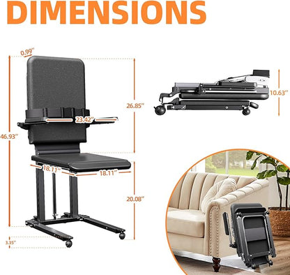 Upgrade Steel Electric Lift Chair with Advanced Wheels and PU Cushion, Floor Lift for Elderly, Support Up to 500 LBS, Safety Seat Belts and Handrails, Suitable for Home or Care Facilities Use, Black