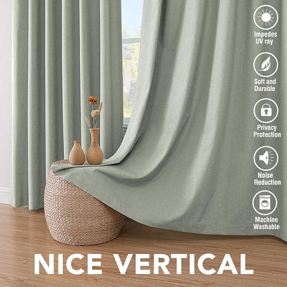 H.VERSAILTEX Primitive Linen Curtains 100% Blackout Curtain Drapes Burlap