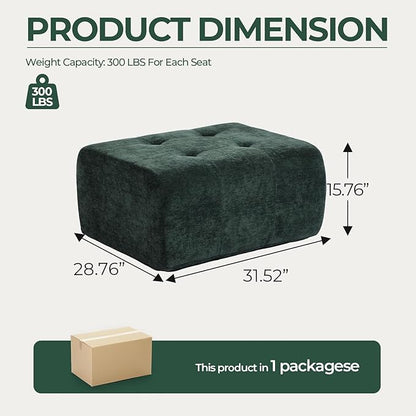 YAAREE Cloud Ottoman, Modern Boneless Modular Footstool for Modular Sectional Couch for Living Room, No Assembly, Green