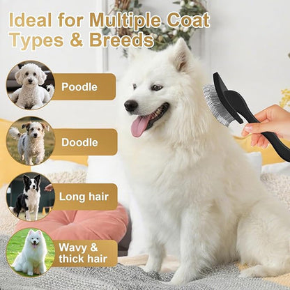 Dog Slicker Brush for Doodle Grooming,Dog Brush for Poodles,Long Pin Haired Pet Slicker Brush for Goldendoodles, Labradoodles,Bernedoodles (Black)
