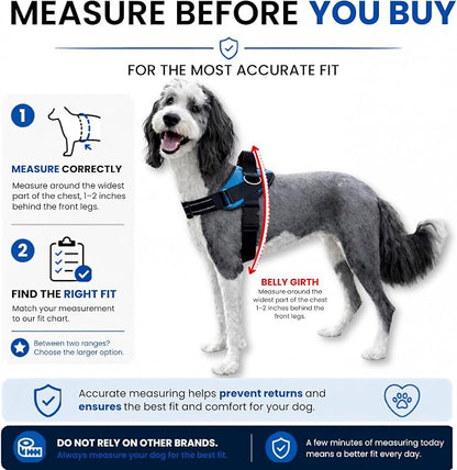ShawnCo Essential Dog Harness, No-Pull Pet Vest (Olive Green,L) | 3 Leash Clips, Easy On, No-Choke, Reflective, Adjustable Fit, Padded Comfort, Control Handle, For Small, Medium & Large Dogs
