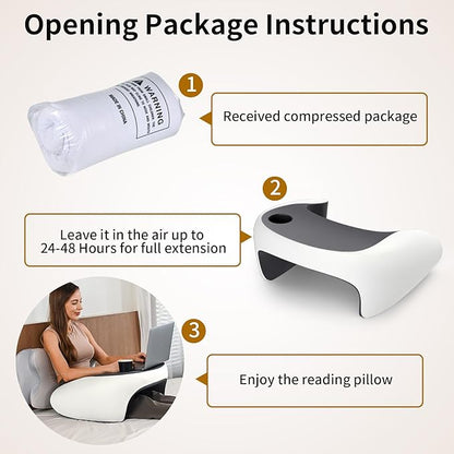 Reading Pillow, Lap Desk Pillow for Adult, Gaming Pillow Memory Foam for Arm Support, Arm Rest for Working, Crocheting, Playing Game or Siting in Bed, Floor, Sofa (Grey)