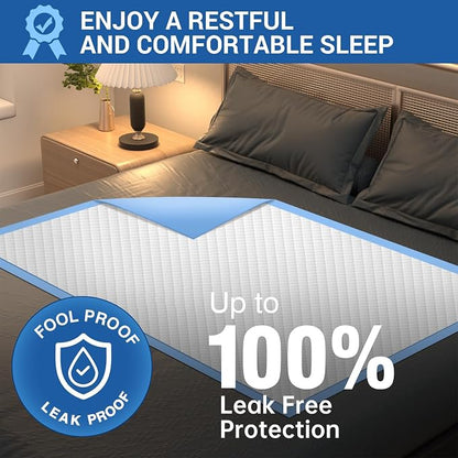 MILDPLUS Bed Pads Disposable 40"X60" Chucks Pads Oversized Underpads with 200 Gram, Super Absorbent Pee Pads Disposable Mattress Pads Incontinence Pads for Adults, Elderly, Pets [100x150CM, 30pcs]