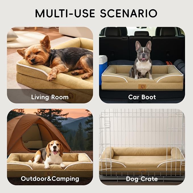 Homemate Dog Bed Large Sized Dog: 42"x30" Orthopedic Pet Bed with Toy | Large Dogs Bed with Non-Slip Botton & Removable Washable Cover Cat Bed Sofa XL Outdoor Crate Pad Couch Brown