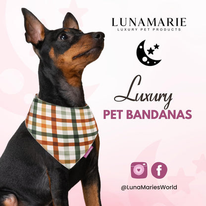 LunaMarie - Luxury Pet Birthday Bandanas -Premium & Silky Poly Fabric | 100% Handmade | Custom Shape Dual Layered (Autumn, X-Small)