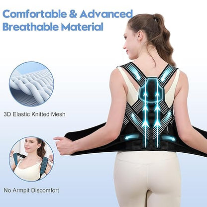 Posture Corrector for Women and Men with Bionic System, Upgraded Back Brace, Adjustable Full Back Support, Shoulder Straightener, Neck, Upper and Lower Back Pain Relief M-Black-6