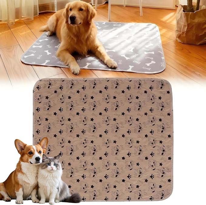 Pee Pads with Pheromones, Elite Pads for Cats, Washable Pee Pads for Dogs, Leak-Proof & Anti-Slip Pet Training Pad for Home & Travel(Brown-B, L: 31.5" × 27.6")