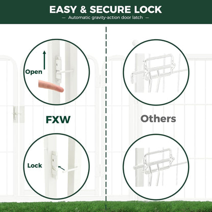 FXW Rollick Unleashed Dog Playpen for Indoor, Yard, RV Camping, 45 inch 24 Panels for Large Dogs, White│Patented