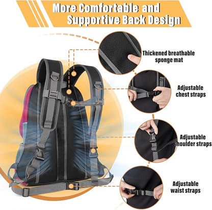 YUDODO Dog Front Carrier Backpack, Adjustable Breathable Dog Backpack | Ventilated, Safety Belt, Lightweight, Reflective Strip, Pocket Storage, For Walking Hiking Outdoor, Rose, L