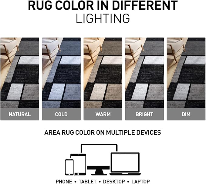Rugshop Contemporary Modern Boxes for Home Office,Living Room,Bedroom,Kitchen Non-Shedding Area Rug 7' 10" X 10' 2" Gray