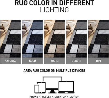Rugshop Contemporary Modern Boxes for Home Office,Living Room,Bedroom,Kitchen Non-Shedding Area Rug 7' 10" X 10' 2" Gray
