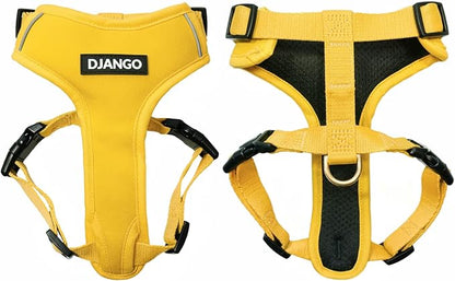 Adventure Dog Harness - Stylish Small Dog Harness for Outdoor Adventures and Everyday Wear - Dandelion Yellow Neoprene Adjustable Harness for Dogs with Reflective Piping and Solid Brass D-Ring