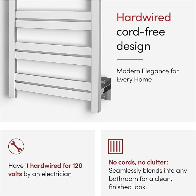 WarmlyYours Heated Towel Warmer Rack, Integrated On/Off Switch