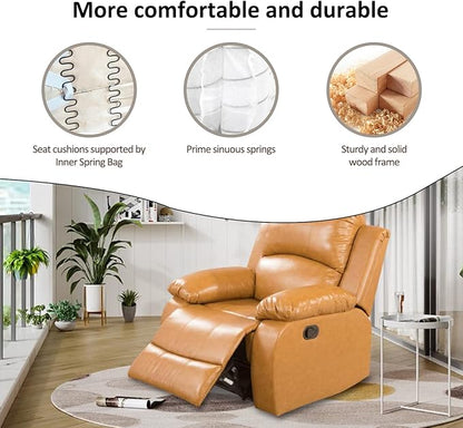 A Ainehome Living Room Furniture Set Bonded Leather Recliner Sofa Set Loveseat Chair Furniture Sofa Set for Living Room/Small Space/Rv/House/Office/Theater Seating (AA-Ginger Leather, Chair)