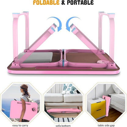 Fayquaze Lap Laptop Desk, Portable Foldable Laptop Bed Table with Storage Drawer and Cup Holder, Lap Desk Lap Bed Stand Tray Table Serving Tray for Eating, Reading and Working