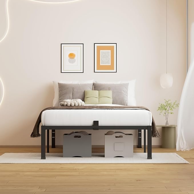MAF 14 Inch XL Twin Bed Frame Metal, Heavy Duty Metal Bed Frame Platform with 3000 LBS Steel Slat Support Noise Free No Box Spring Needed Under-Bed Storage Space