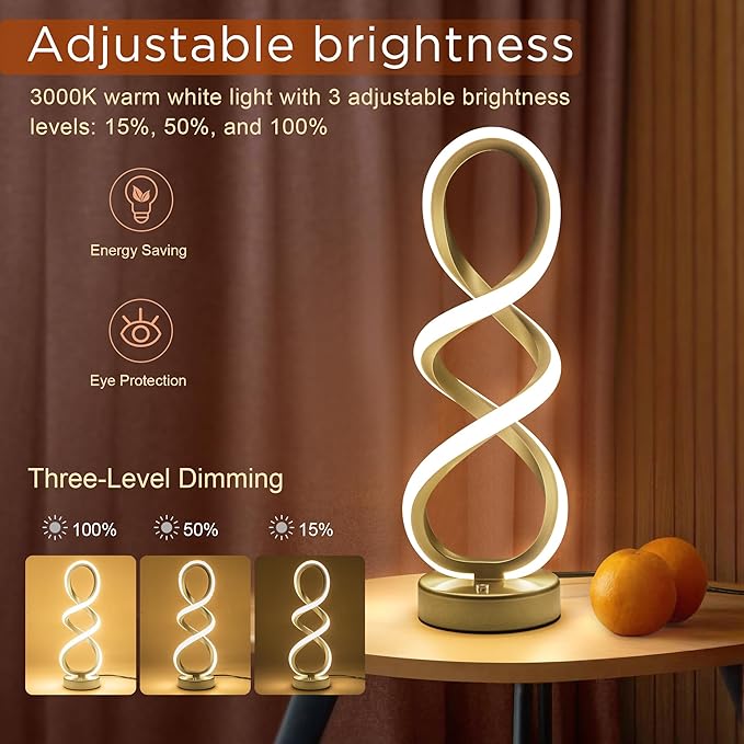Modern Table Lamp, 7 Colors 10 Light Modes Spiral Design Table Lamp, Touch