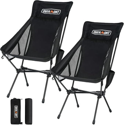 Overmont Oversized Camping Chair for Adults - 400lbs Support Heavy-Duty Padded Seat Outdoor Portable Folding Chair with Cooling Bag Cup Holder Carry Bag Comfortable for Sport Garden Beach Fishing Lawn
