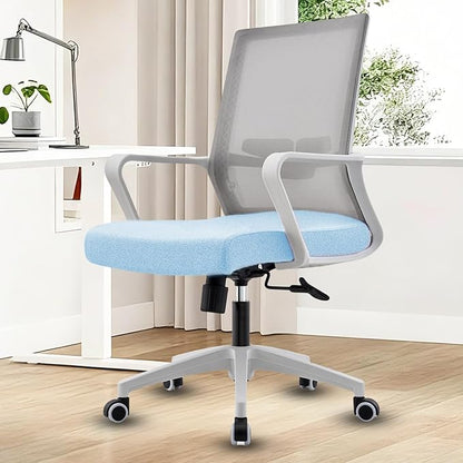 Msdizuo Office Chair ergonomically Designed with Breathable mesh backrest and Lumbar Support Adjustable Height Suitable for Offices Homes bedrooms Study Rooms (Blue)