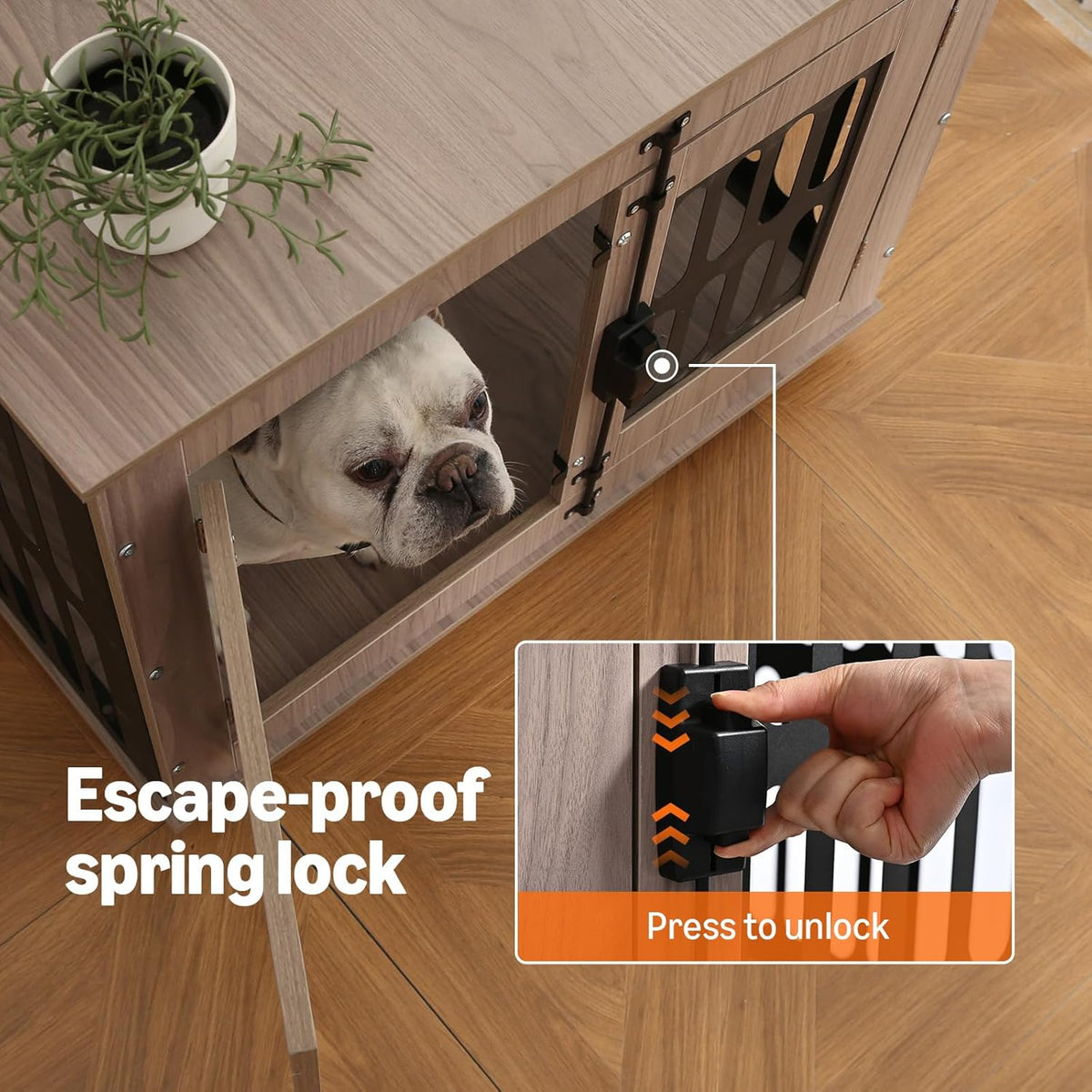 Amazon Basics Heavy Duty Dog Crate Furniture for Small to Medium Dogs, Wooden Decorative Dog Kennel Cage Indoor with Safety Lock, 38.5" L x 26.8" W x 25.6" H